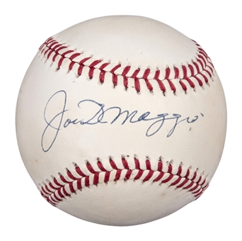  Joe DiMaggio Single Signed OAL Brown Baseball (PSA/DNA)